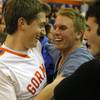 Bishop Gorman's Grant Tucker is congratulated by friends after the Gaels beat Centennial 79-71 in double overtime at Bishop Gorman Thursday, Feb. 7, 2013.