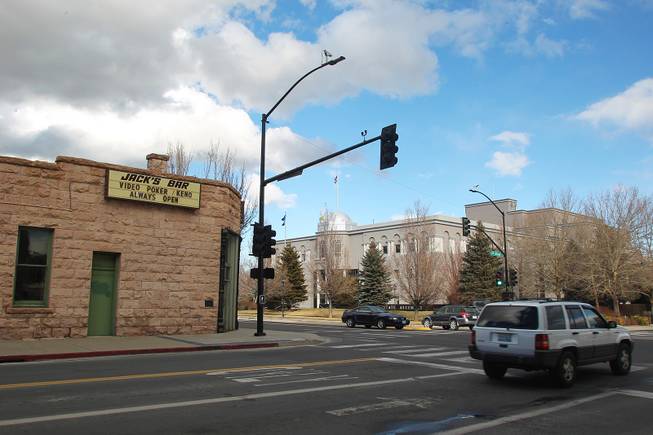 Legendary watering hole, Jack's Bar, is seen across Carson St. from the Legislative Building Thursday, Feb. 7, 2013 in Carson City.
