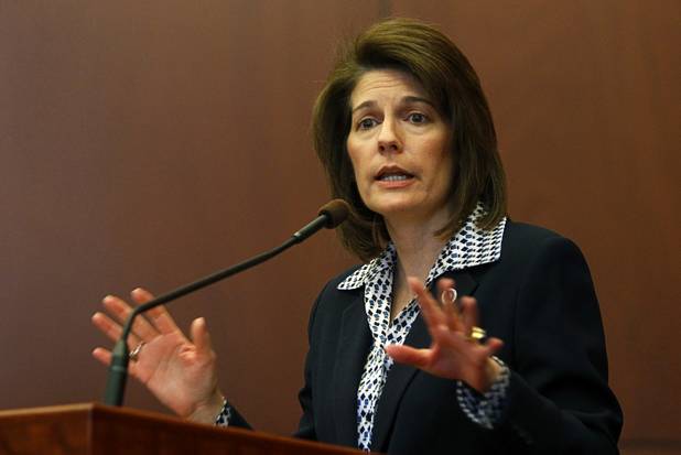 Nevada Attorney General Catherine Cortez Masto speaks at a news conference at the State Legislature on Monday, Feb. 11, 2013, in Carson City. 