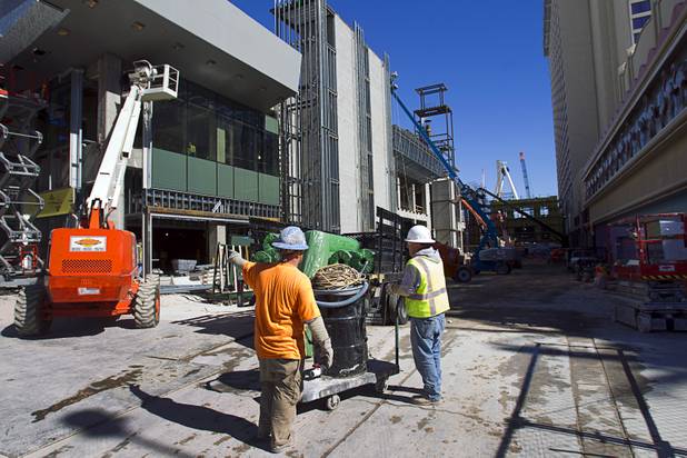 Construction continues at the Linq construction site between the Quad, formerly the Imperial Palace and the Flamingo, on the Las Vegas Strip Wednesday, Feb. 13, 2013.