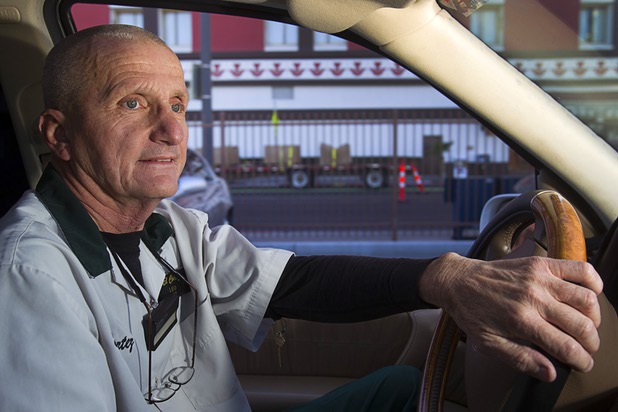 Valet attendant Leo Heffner drives a car to the valet lot at the El Cortez in downtown Las Vegas Wednesday, Feb.13, 2013.