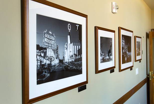 A 1961 photo of Fremont Street is displayed at the Mob Museum, the National Museum of Organized Crime and Law Enforcement, in downtown Las Vegas Wednesday, Feb.13, 2013. The "Fabulous Downtown" exhibit is a new gallery featuring photographs from the Las Vegas news Bureau. The museum celebrates it's first anniversary on Valentine's Day.