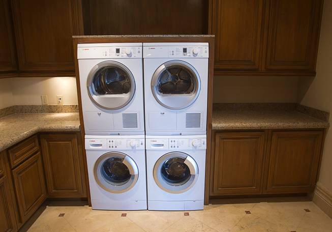 Washer and dryer units are shown in a penthouse laundry ...