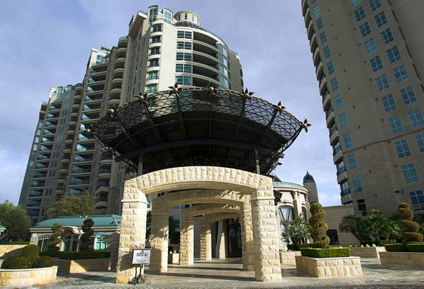 A view of the entrance to One Queensridge Place, a luxury condo development near Summerlin, Tuesday, Feb. 19, 2013.