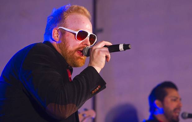 Red Eye Radio frontman Bryan Todd performs during the second annual Fashion Alley in downtown Las Vegas Wednesday, Feb. 20, 2013.