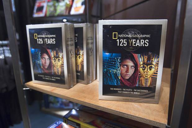 A 10-disc DVD set is displayed in the gift shop at the Imagine Exhibitions Gallery in the Venetian Wednesday Feb. 20, 2013. The gallery is showing the 50 Greatest Photographs of National Geographic, an exhibit of National Geographics most iconic photos.