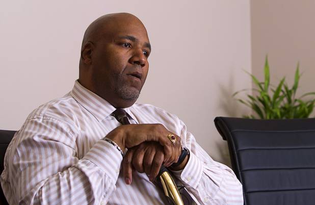 Rudy Gibson talks about his younger brother Stanley during an interview in his attorney's office in Henderson Thursday, Feb. 21, 2013. Stanley Gibson was killed in an officer-involved shooting in December of 2011.