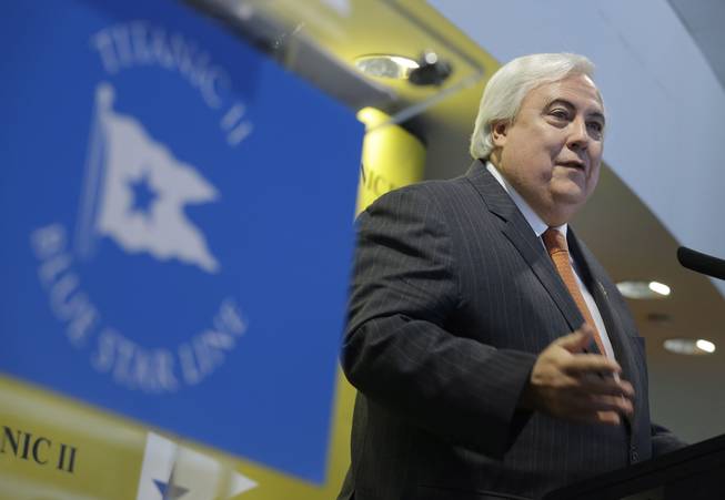 Australian billionaire Clive Palmer speaks during a news conference about his intention to build the Titanic II in New York, Tuesday, Feb. 26, 2013. Palmer is planning to build the ship in China and it is scheduled to sail in 2016.