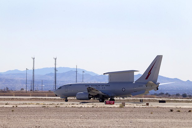 A Royal Australian Air Force plane taxis to a runway during Red Flag 13-3 exercises at Nellis Air Force Base Wednesday, Feb. 27, 2013.