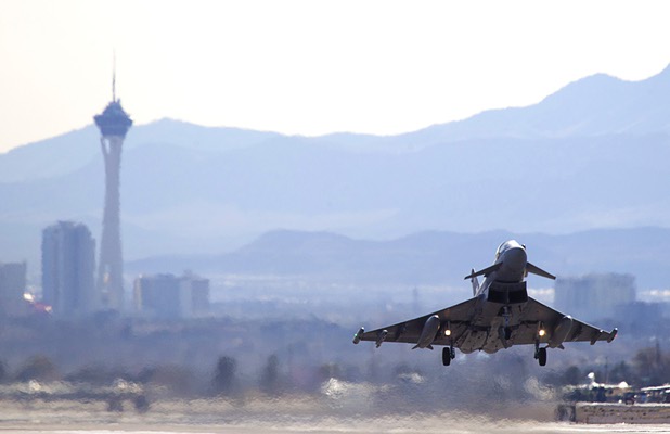 A Typhoon fighter jet takes off during Red Flag 13-3 exercises at Nellis Air Force Base Wednesday, Feb. 27, 2013.