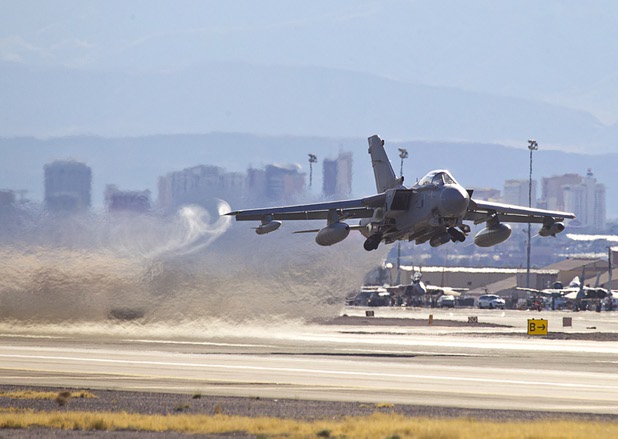 A British Tornado fighter jet takes off during Red Flag 13-3 exercises at Nellis Air Force Base Wednesday, Feb. 27, 2013.
