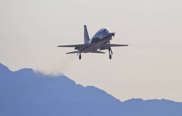 A T-38 Talon jet trainer takes off during Red Flag 13-3 exercises at Nellis Air Force Base Wednesday, Feb. 26, 2013.
