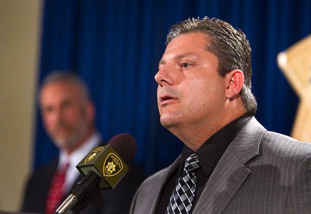 Metro Police Lt. Ray Steiber responds to a question during a news conference at Las Vegas Metropolitan Police headquarters Thursday, Feb. 28, 2013 after Ammar Harris was arrested in North Hollywood. Harris, 26, is the suspect of last Thursday's shooting and accident on the Las Vegas Strip that left three people dead.