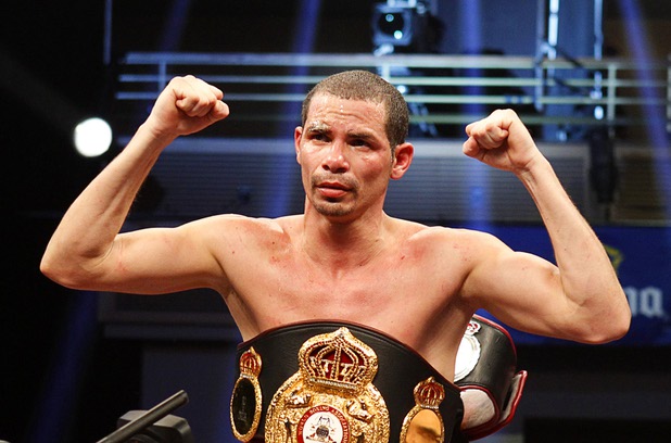 Richard Abril of Cuba celebrates after defending his WBA lightweight title against Sharif Bogere of Uganda at the Hard Rock Hotel in Las Vegas, Nevada March 2, 2013. Abril retained his title with an unanimous decision victory.