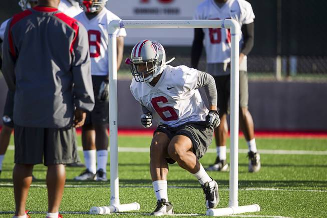 Wide receiver Anthony Williams practices with the team at Rebel Park at UNLV Monday, March 4, 2013.