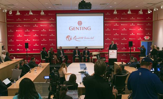 Paul Steelman, right, of Steelman Design speaks during a news conference at Steelman Design Monday, March 4, 2013. The Genting Group announced plans for Resorts World Las Vegas, a multi-billion dollar resort to be built on the site of the stalled Echelon project.
