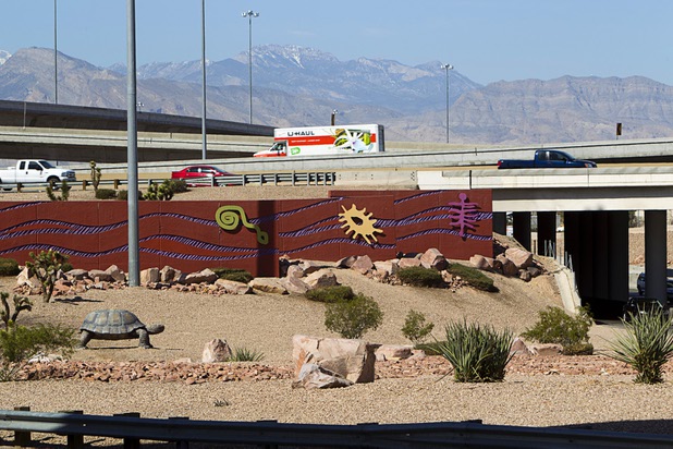 A view of landscaping by the Spaghetti Bowl Tuesday, March 5, 2013.