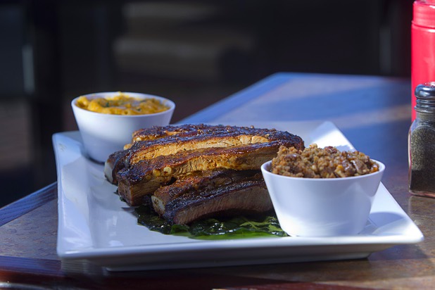Barbecued ribs at the Top Notch Barbeque restaurant at Serene and Eastern avenues Tuesday, March 5, 2013. The restaurant is the same building but is separate from the Doc Holliday's tavern.