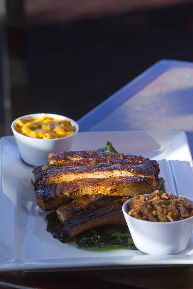 Barbecued ribs at the Top Notch Barbeque restaurant at Serene and Eastern avenues Tuesday, March 5, 2013. The restaurant is the same building but is separate from the Doc Holliday's tavern.