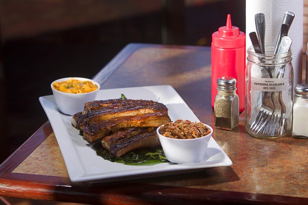 Barbecued ribs at the Top Notch Barbeque restaurant at Serene and Eastern avenues Tuesday, March 5, 2013. The restaurant is the same building but is separate from the Doc Holliday's tavern.
