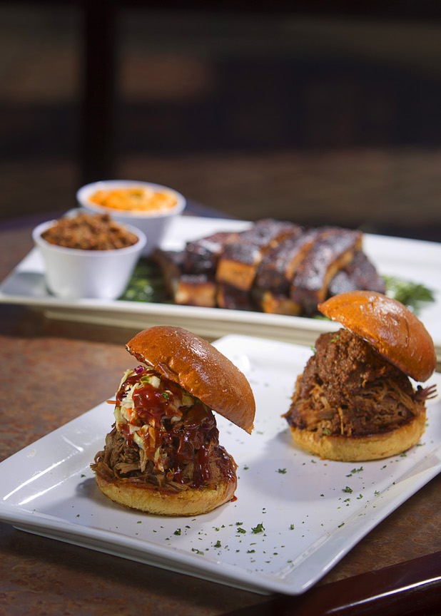 Top Notch Barbeque's Pulled Pork Sandwich with Chili and Coleslaw at Serene and Eastern avenues Tuesday, March 5, 2013. The restaurant is the same building but is separate from the Doc Holliday's tavern.
