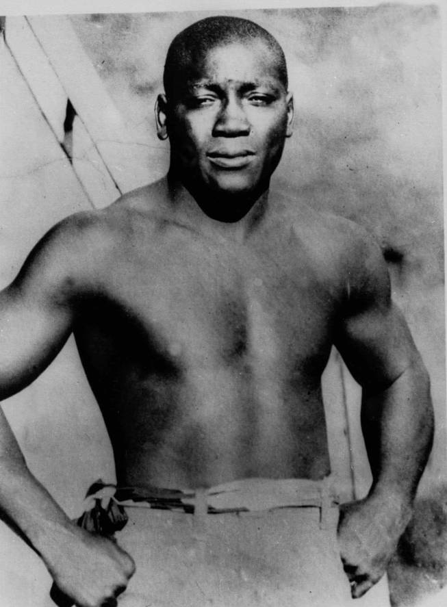 Jack Johnson, born in Galveston,Texas, seen in this undated photo became the first black to win the heavyweight boxing title. He had approximately 113 bouts, losing only six. Johnson was inducted into the Boxing Hall of Fame in 1954.