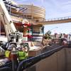 Construction crews work Wednesday, March 6, 2013, to build support pylons for the 12-story takeoff tower that will launch riders along the Slotzilla permanent zip line at Fremont Street Experience in downtown Las Vegas. The $11 million attraction is set to open in June.