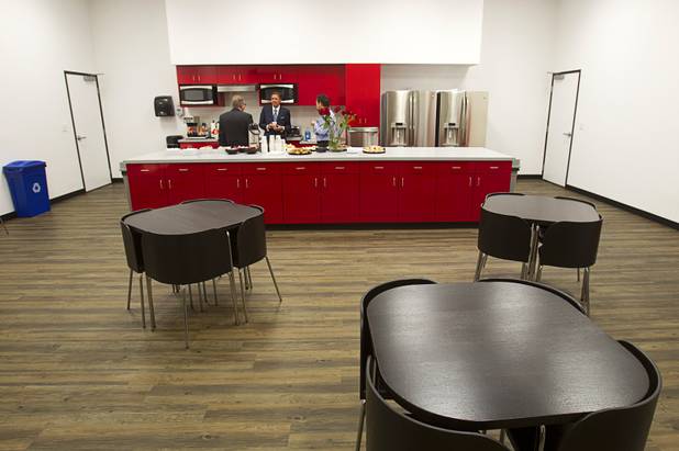 A break room is shown during the opening of the BMM Testlabs new world headquarters in Las Vegas Thursday, March 7, 2013. BMM employs more than 200 people in 12 countries and operates 11 gaming labs, serving more than 400 gaming jurisdictions.