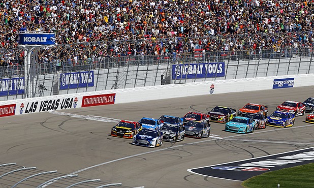 Drivers get the green flag during the Kobalt Tools 400 NASCAR race at the Las Vegas Motor Speedway Sunday, March 10, 2013.