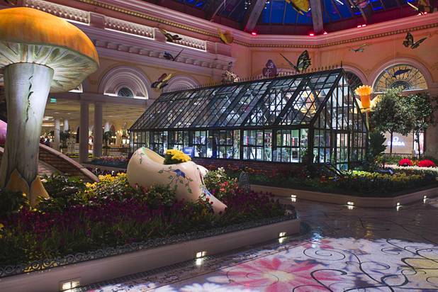 A butterfly house is shown in the Bellagio's 2013 Spring exhibit at the Conservatory & Botanical Gardens Monday, March 11, 2013.