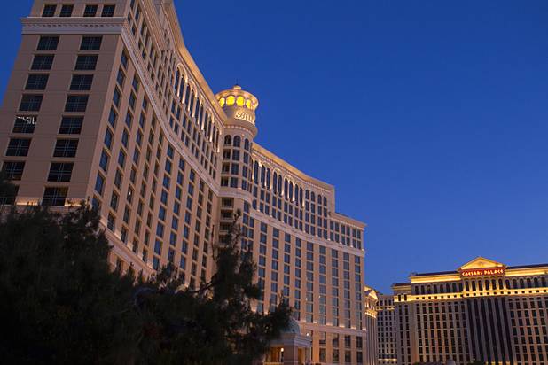An exterior view of Bellagio and Caesars Palace casinos Monday, March 11, 2013.