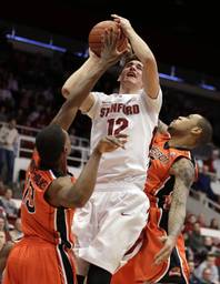 Bishop Gorman High graduate Rosco Allen, shown playing earlier this year for Stanford, will return to Las Vegas March 13 for the Pac-12 Conference Tournament with the Cardinal.