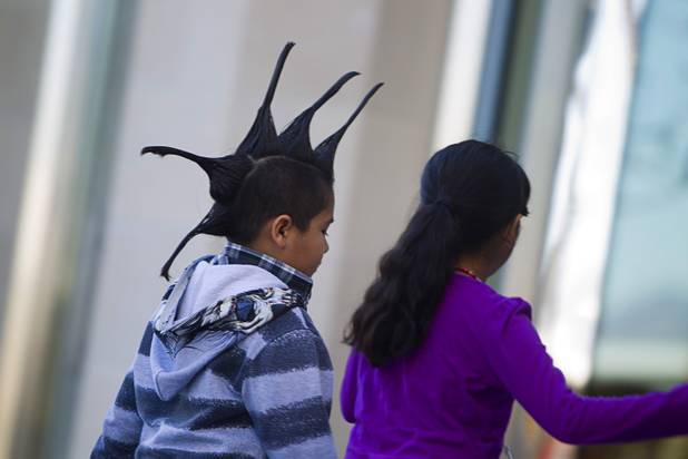 Elementary school children head into the Smith Center for the Performing Arts to watch a performance of "The Stinky Cheese Man and other Fairly Stupid Tales" Tuesday, March 12, 2013.  As part of the Smith Center's mission combining performing arts and education, and in partnership with the Clark County School District, the center hosted more than 1,500 elementary school students from Southern Nevada for the special performance by members of the Griffin Theater of Chicago.