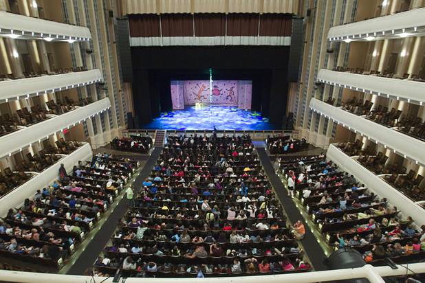 Elementary School children take their seats before a performance of "The Stinky Cheese Man and other Fairly Stupid Tales" at the Smith Center for the Performing Arts Tuesday, March 12, 2013.  As part of the Smith Center's mission combining performing arts and education, and in partnership with the Clark County School District, the center hosted more than 1,500 elementary school students from Southern Nevada for the special performance by members of the Griffin Theater of Chicago.