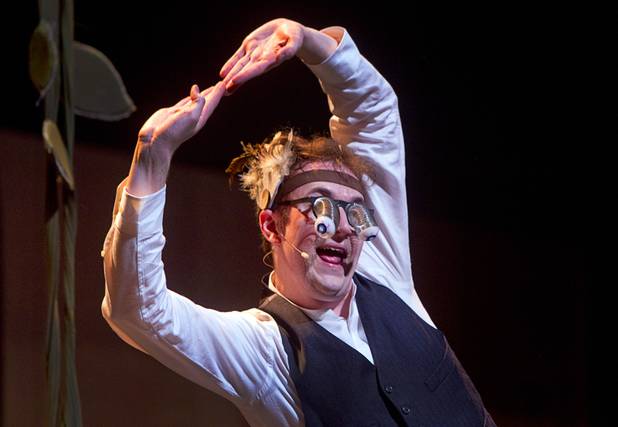 The Ugly Duckling (David Mitchell) performs during "The Stinky Cheese Man and other Fairly Stupid Tales" at the Smith Center for the Performing Arts Tuesday, March 12, 2013.  As part of the Smith Center's mission combining performing arts and education, and in partnership with the Clark County School District, the center hosted more than 1,500 elementary school students from Southern Nevada for the special performance by members of the Griffin Theater of Chicago.