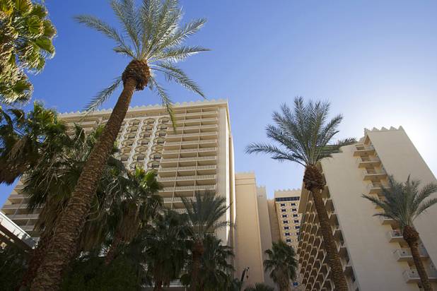 Hotel towers are shown during a tour of work on the SLS Las Vegas resort, formerly the Sahara, Wednesday, March 13, 2013. The renovated resort is expected to open in the fall of 2014.