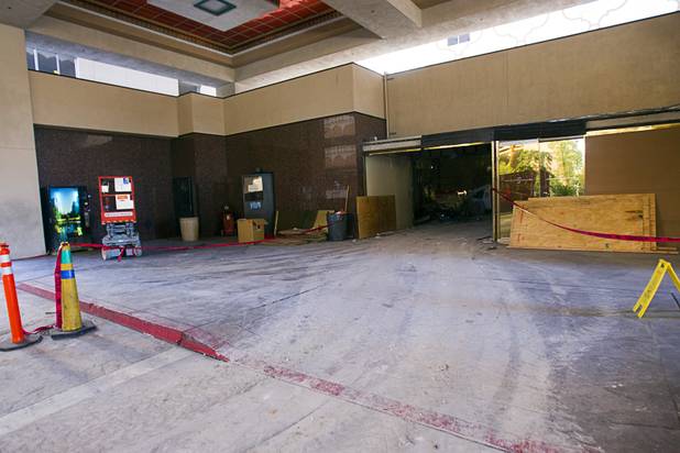 The old entrance to the check-in lobby is shown during a tour of work on the SLS Las Vegas resort, formerly the Sahara, Wednesday, March 13, 2013. The renovated resort is expected to open in the fall of 2014.