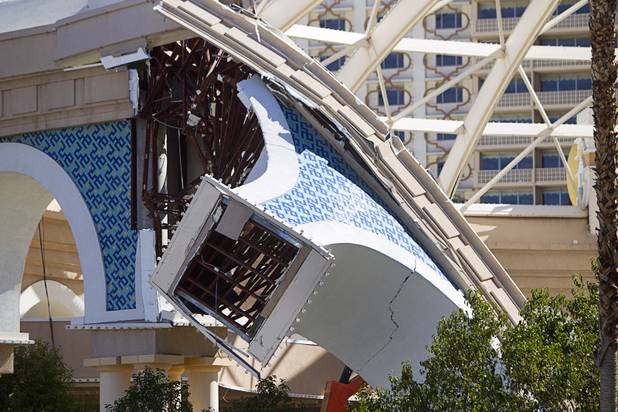 A portion of the old porte cochere is shown at the SLS Las Vegas resort, formerly the Sahara, Wednesday, March 13, 2013. The renovated resort is expected to open in the fall of 2014.