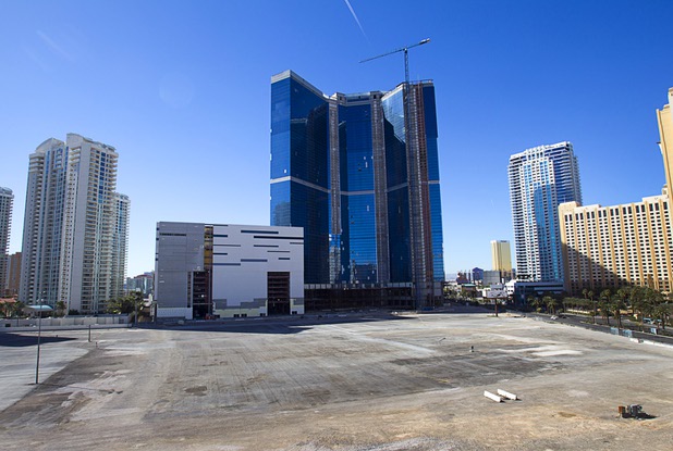 A view of the unfinished Fontainebleau Las Vegas casino, center, on Las Vegas Boulevard South Wednesday, March 13, 2013. 
