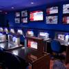 Seventeen state-of-the-art monitors illuminate one wall of the William Hill Race & Sports Book inside the Plaza Hotel, with dozens more mounted in seated stations, March 19, 2013.