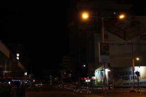 Nairobi at night, just outside the Sarova Stanley hotel.