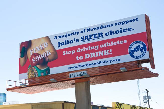 A billboard in support of legalizing and regulating marijuana in Nevada is shown, Tuesday March 19, 2013.