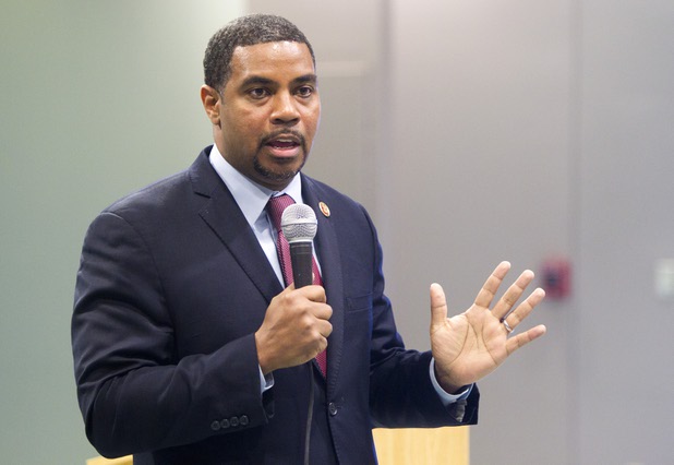 Rep. Steven Horsford, D-Nev., responds to a question at a town-hall meeting at Cora Coleman Senior Center on Thursday, March 28, 2013, in Las Vegas.