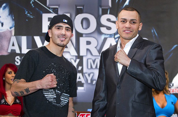 Light welterweight boxers Brandon Rios, left, and Mike Alvarado pose during a final news conference at the Mandalay Bay Thursday, March 28, 2013. The boxers meet for a rematch at the Mandalay Bay Events Center Saturday.