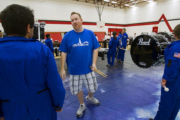 Brian Howerton, executive director of Vegas Vanguard, a competitive percussion ensemble, gives advice to members during practice at UNLV Sunday, March 31, 2013. The group will be competing in the WGI Percussion World Championships in Dayton, Ohio on April 18th.