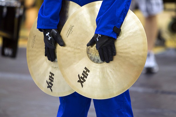 A member Vegas Vanguard holds cymbals during practice at UNLV Sunday, March 31, 2013. The competitive percussion ensemble will be competing in the WGI Percussion World Championships in Dayton, Ohio on April 18th.