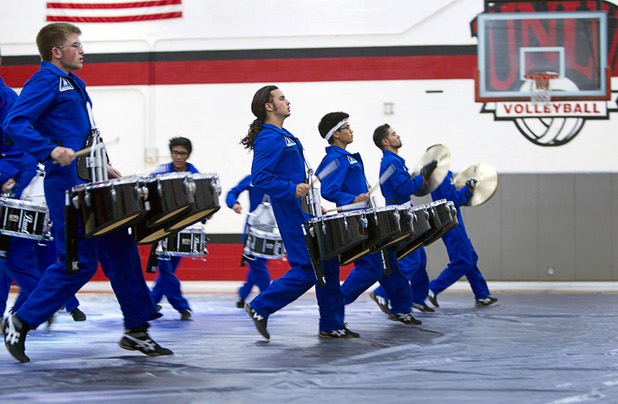 Kyle Deignan, center and other members of Vegas Vanguard, a competitive percussion ensemble, practice at UNLV Sunday, March 31, 2013. The group will be competing in the WGI Percussion World Championships in Dayton, Ohio on April 18th.