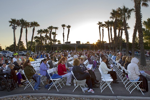 The sun rises during the 28th annual Easter sunrise service at Palm Eastern Mortuary and Cemetery Sunday, March 31, 2013.