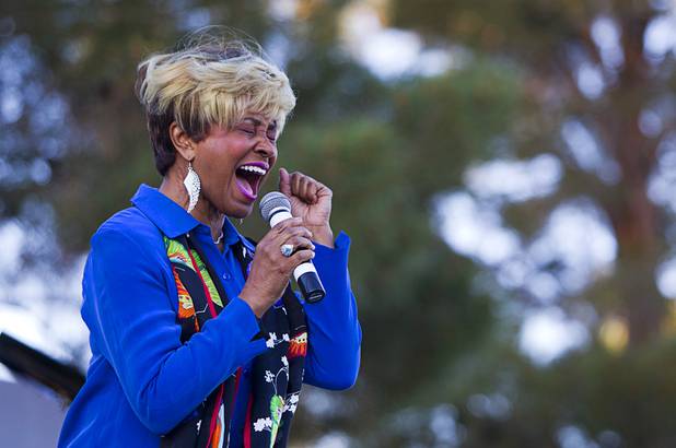Genevieve Dew performs "Redeemer" during the 28th annual Easter sunrise service at Palm Eastern Mortuary and Cemetery Sunday, March 31, 2013.
