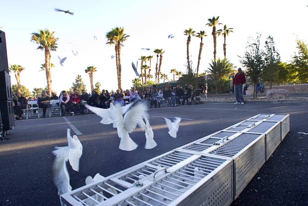 White doves are released during the 28th annual Easter sunrise service at Palm Eastern Mortuary and Cemetery Sunday, March 31, 2013.